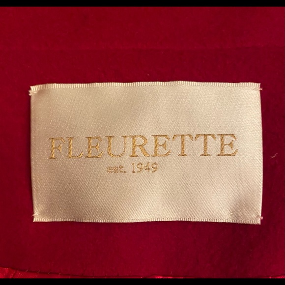 SOLD: Rich Red Italian Wool Fleurette Pea Coat - Picture 3 of 8